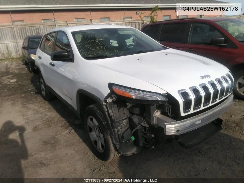 2014 Jeep Cherokee Sport VIN: 1C4PJLAB2EW162178 Lot: 12113639