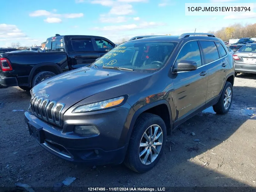 2014 Jeep Cherokee Limited VIN: 1C4PJMDS1EW138794 Lot: 12147495