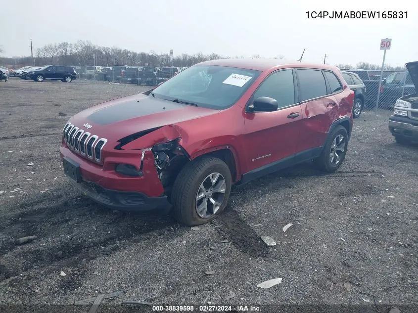 2014 Jeep Cherokee Sport VIN: 1C4PJMAB0EW165831 Lot: 38839598