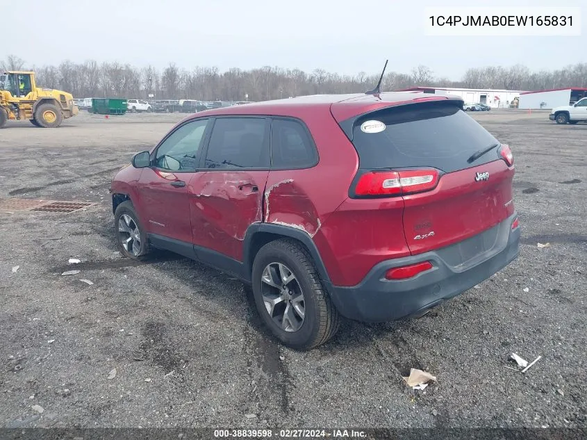 2014 Jeep Cherokee Sport VIN: 1C4PJMAB0EW165831 Lot: 38839598