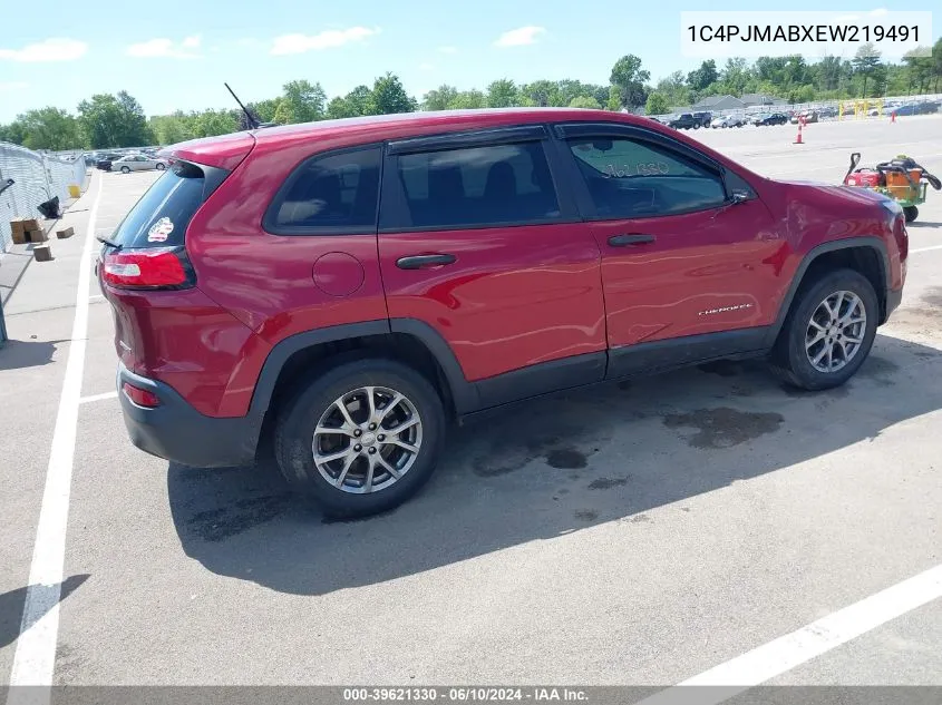 2014 Jeep Cherokee Sport VIN: 1C4PJMABXEW219491 Lot: 39621330