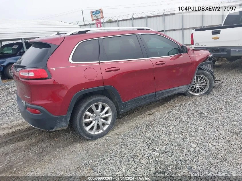 2014 Jeep Cherokee Limited VIN: 1C4PJLDBXEW217097 Lot: 39993269