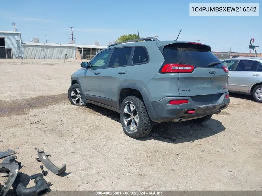 2014 Jeep Cherokee Trailhawk VIN: 1C4PJMBSXEW216542 Lot: 40025081