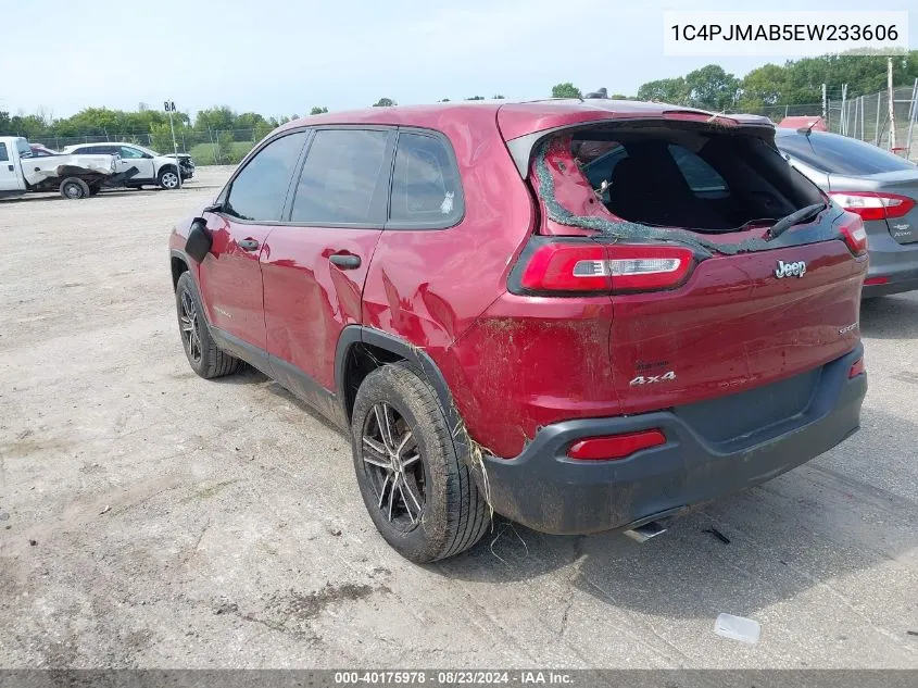 2014 Jeep Cherokee Sport VIN: 1C4PJMAB5EW233606 Lot: 40175978