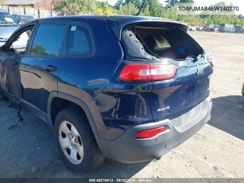 2014 Jeep Cherokee Sport VIN: 1C4PJMAB4EW140270 Lot: 40218413