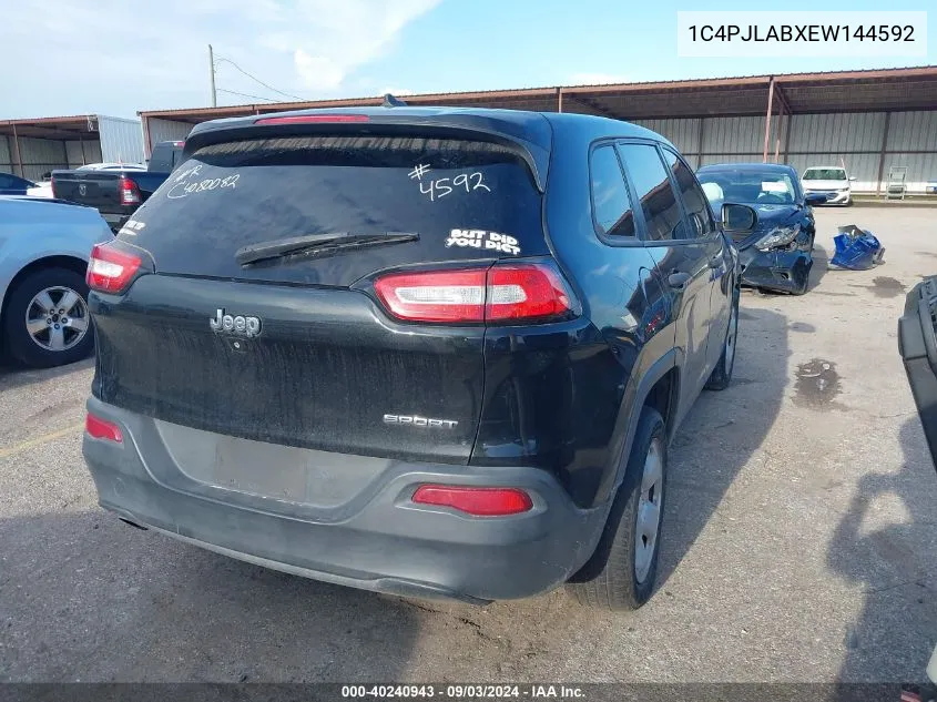 2014 Jeep Cherokee Sport VIN: 1C4PJLABXEW144592 Lot: 40240943