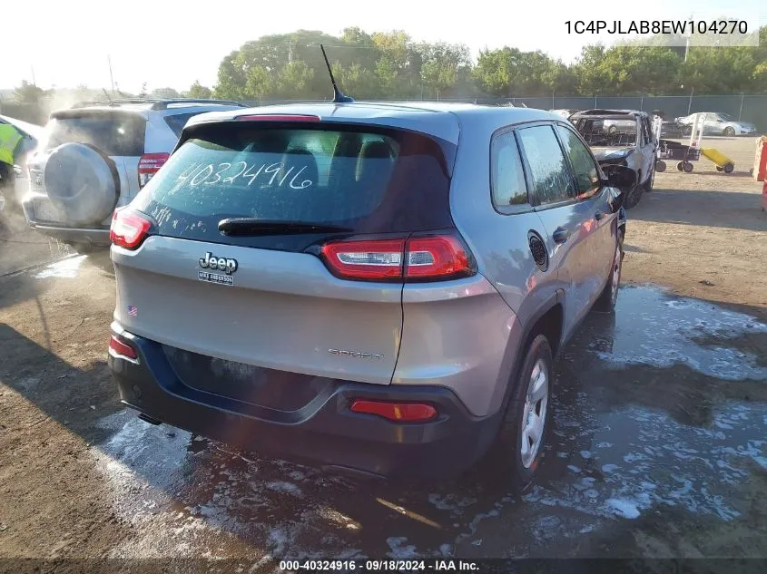 2014 Jeep Cherokee Sport VIN: 1C4PJLAB8EW104270 Lot: 40324916