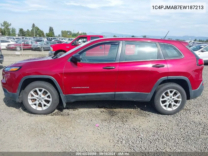 2014 Jeep Cherokee Sport VIN: 1C4PJMAB7EW187213 Lot: 40335558