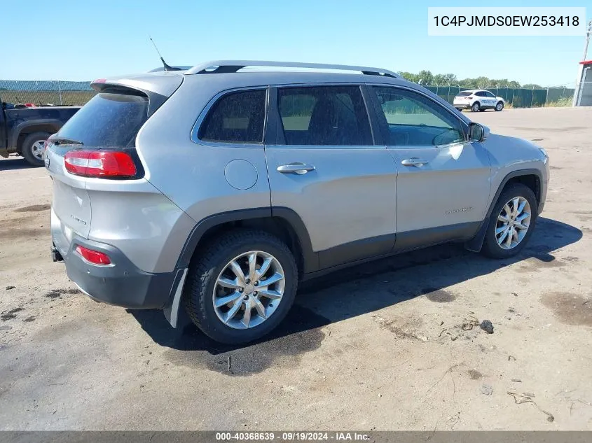 2014 Jeep Cherokee Limited VIN: 1C4PJMDS0EW253418 Lot: 40368639