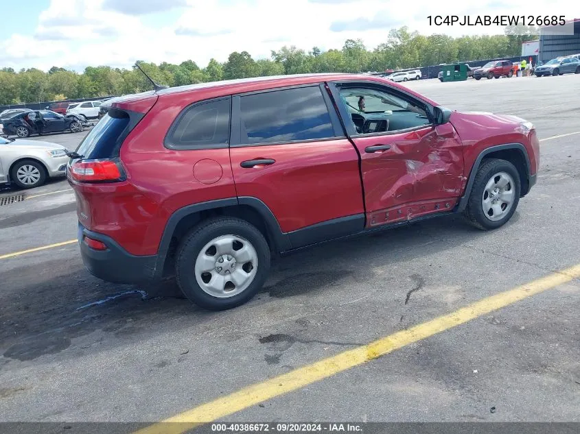 2014 Jeep Cherokee Sport VIN: 1C4PJLAB4EW126685 Lot: 40386672