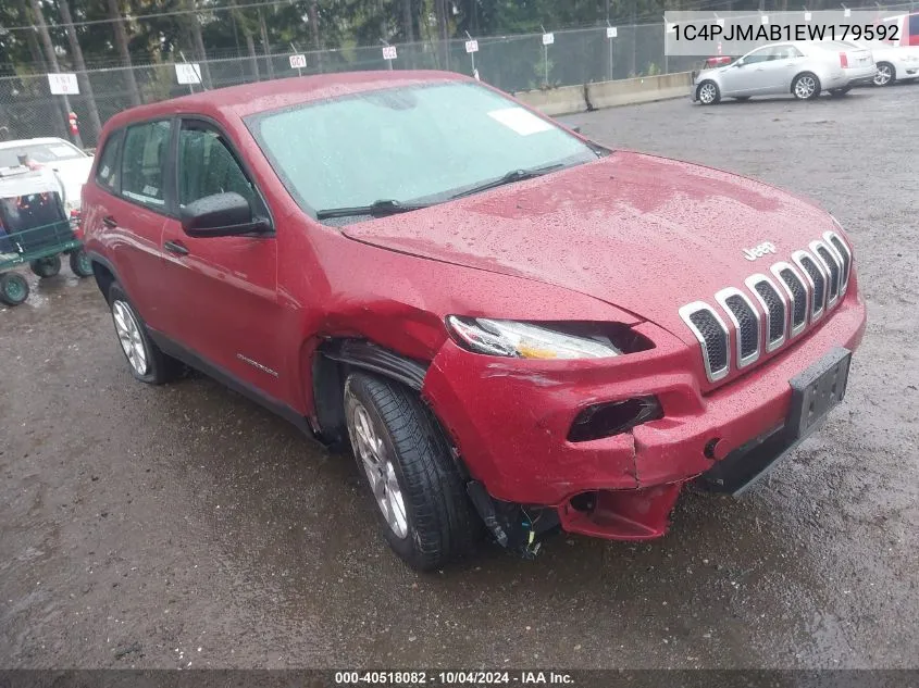 2014 Jeep Cherokee Sport VIN: 1C4PJMAB1EW179592 Lot: 40518082