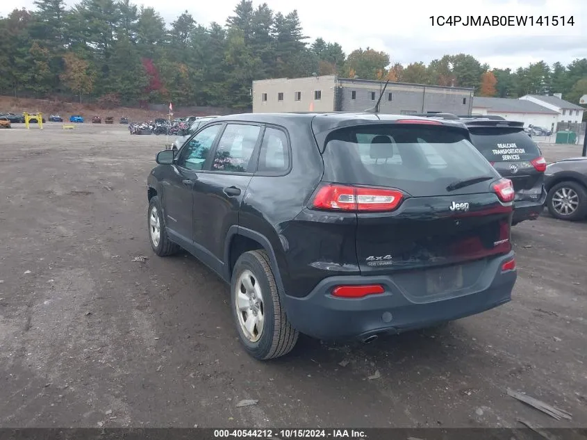 2014 Jeep Cherokee Sport VIN: 1C4PJMAB0EW141514 Lot: 40544212