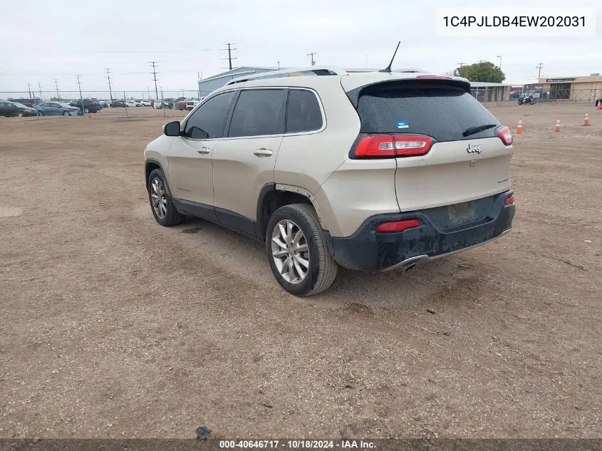 2014 Jeep Cherokee Limited VIN: 1C4PJLDB4EW202031 Lot: 40646717