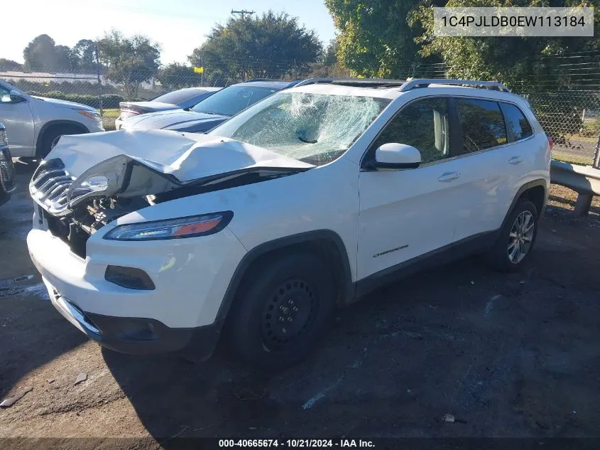 2014 Jeep Cherokee Limited VIN: 1C4PJLDB0EW113184 Lot: 40665674