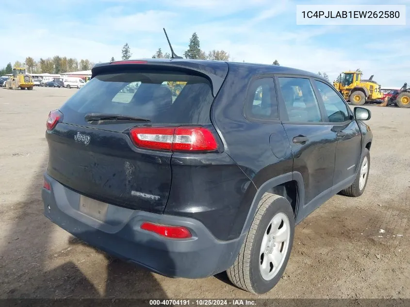 2014 Jeep Cherokee Sport VIN: 1C4PJLAB1EW262580 Lot: 40704191