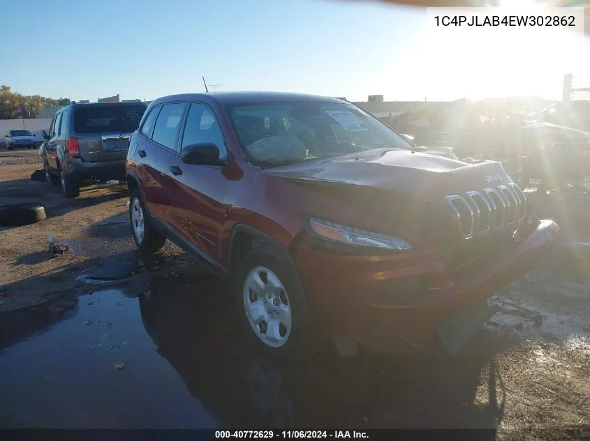 2014 Jeep Cherokee Sport VIN: 1C4PJLAB4EW302862 Lot: 40772629