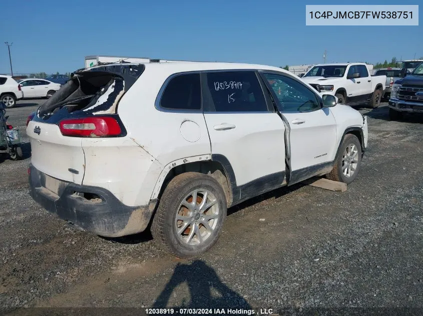 1C4PJMCB7FW538751 2015 Jeep Cherokee North