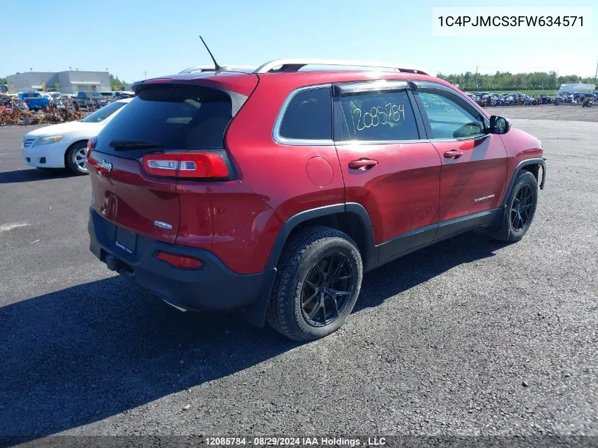 2015 Jeep Cherokee Latitude VIN: 1C4PJMCS3FW634571 Lot: 12085784