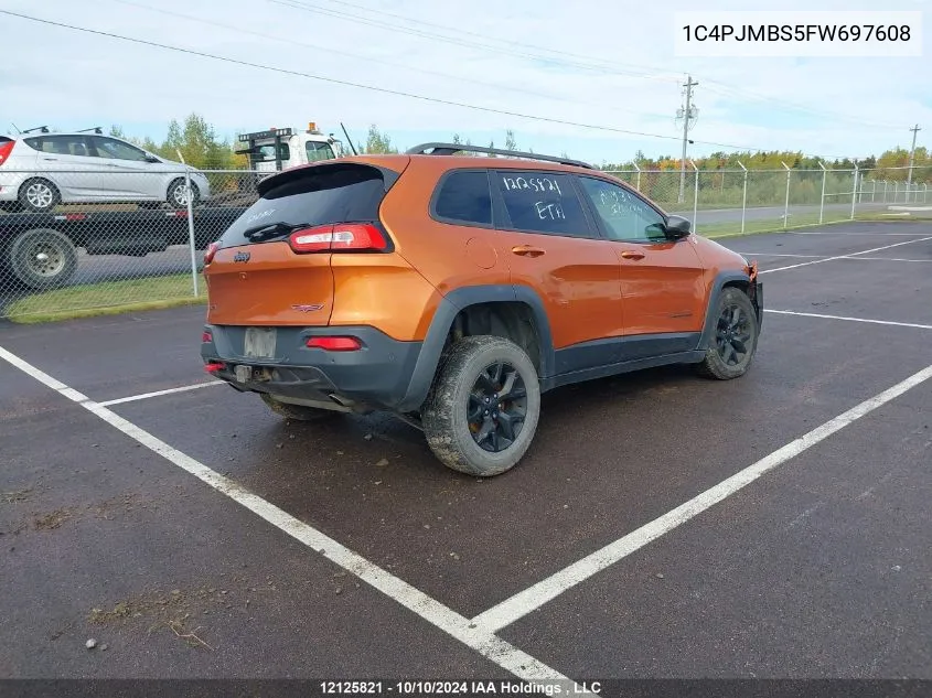 2015 Jeep Cherokee Trailhawk VIN: 1C4PJMBS5FW697608 Lot: 12125821