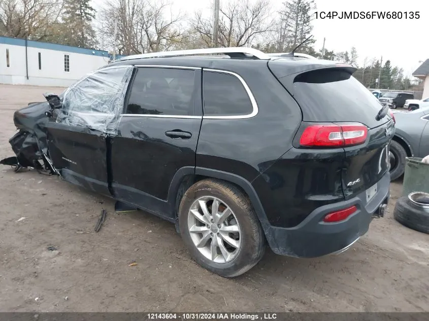 2015 Jeep Cherokee Limited VIN: 1C4PJMDS6FW680135 Lot: 12143604