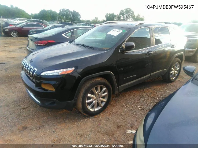 2015 Jeep Cherokee Limited VIN: 1C4PJMDB0FW595467 Lot: 39371022