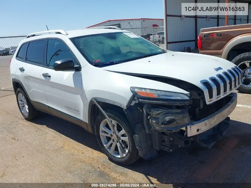 2015 Jeep Cherokee Sport VIN: 1C4PJLAB9FW616363 Lot: 39374298