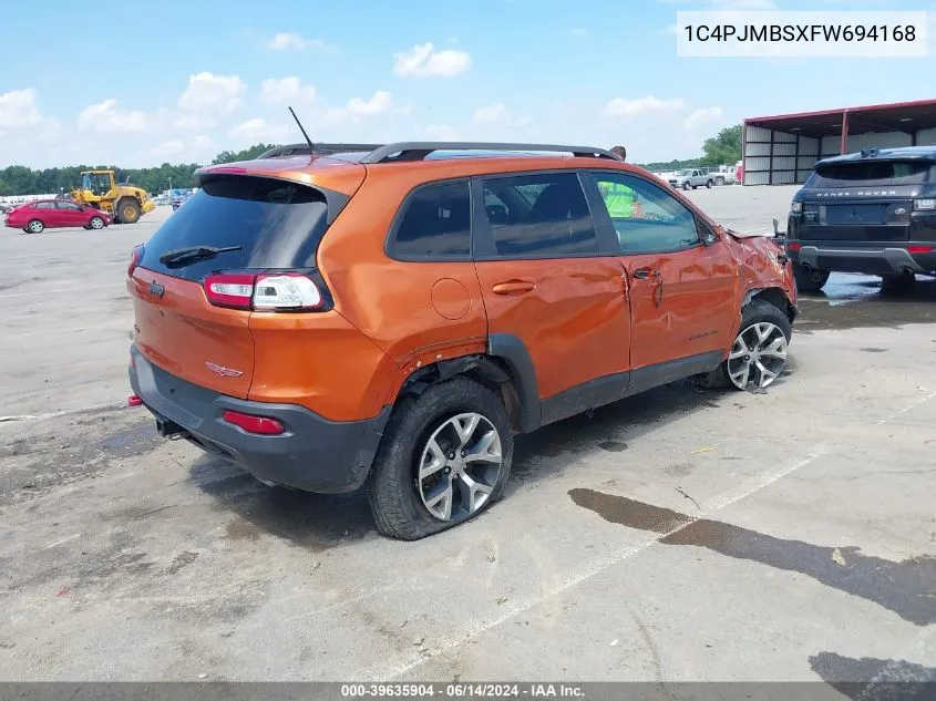 2015 Jeep Cherokee Trailhawk VIN: 1C4PJMBSXFW694168 Lot: 39635904