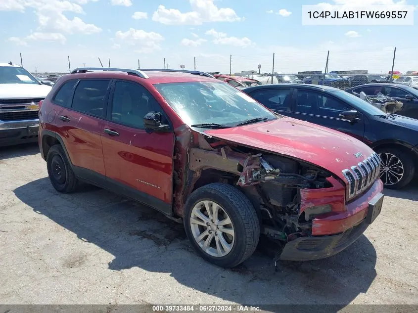 2015 Jeep Cherokee Sport VIN: 1C4PJLAB1FW669557 Lot: 39733484