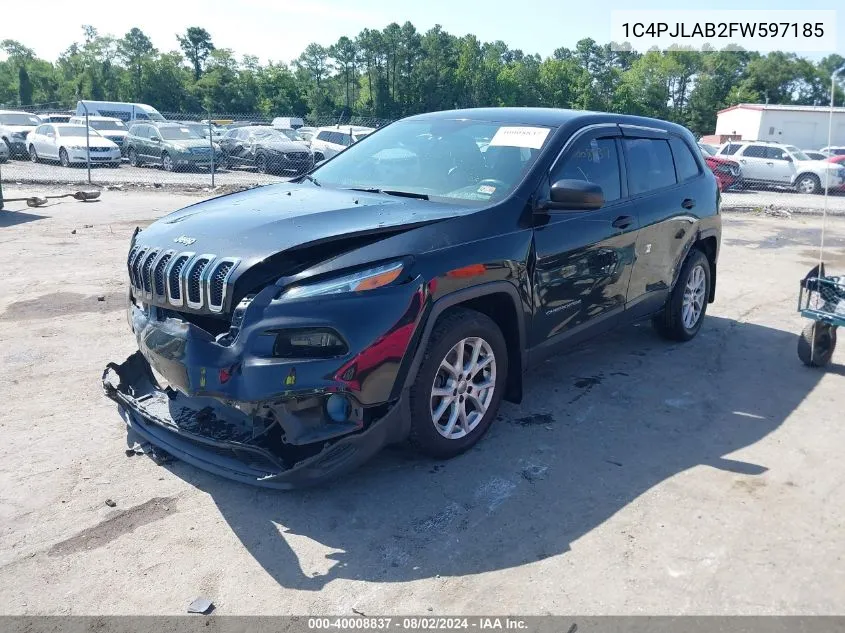 2015 Jeep Cherokee Sport VIN: 1C4PJLAB2FW597185 Lot: 40008837