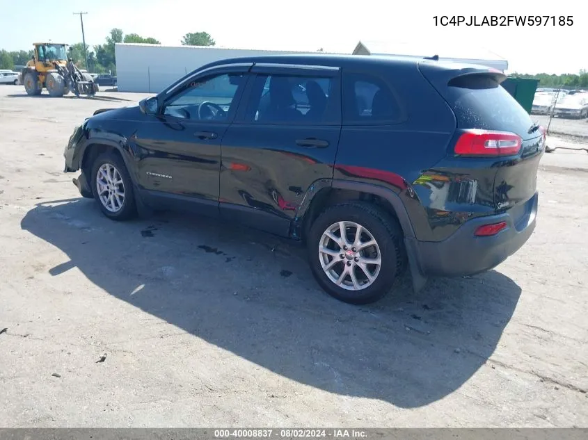 2015 Jeep Cherokee Sport VIN: 1C4PJLAB2FW597185 Lot: 40008837