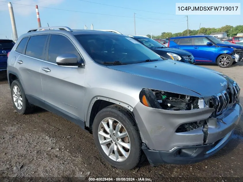 2015 Jeep Cherokee Limited VIN: 1C4PJMDSXFW719017 Lot: 40029494