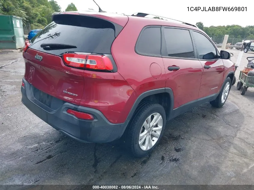 1C4PJLAB8FW669801 2015 Jeep Cherokee Sport