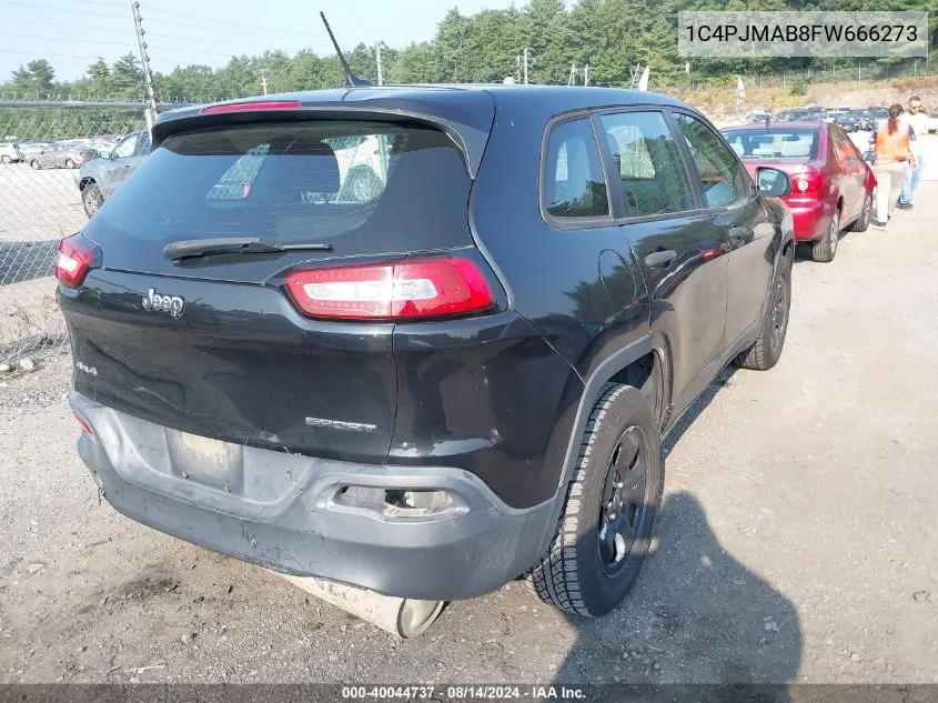 2015 Jeep Cherokee Sport VIN: 1C4PJMAB8FW666273 Lot: 40044737