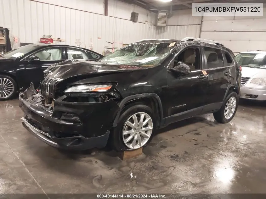 2015 Jeep Cherokee Limited VIN: 1C4PJMDBXFW551220 Lot: 40144114