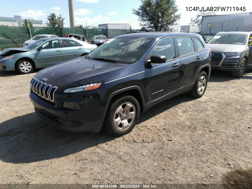 2015 Jeep Cherokee Sport VIN: 1C4PJLAB2FW711945 Lot: 40183396