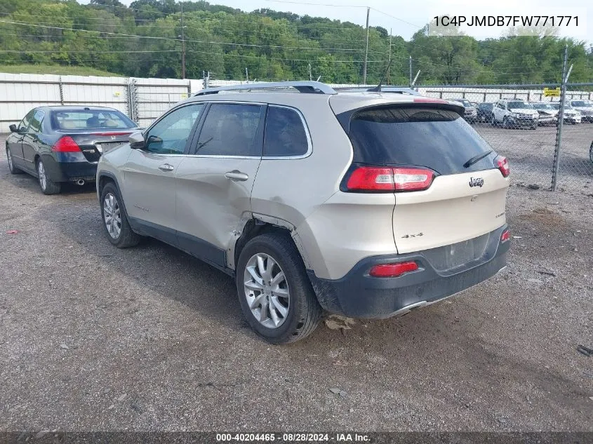 2015 Jeep Cherokee Limited VIN: 1C4PJMDB7FW771771 Lot: 40204465