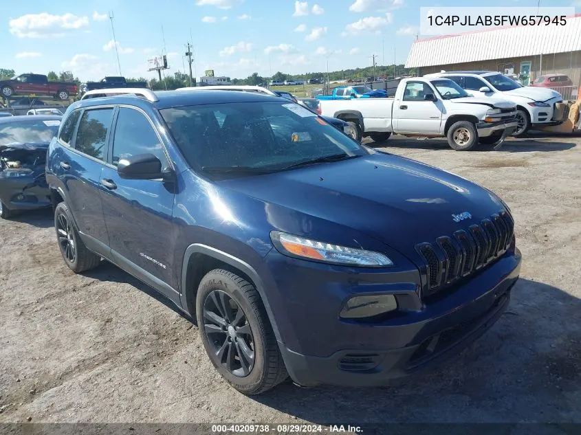 2015 Jeep Cherokee Sport VIN: 1C4PJLAB5FW657945 Lot: 40209738