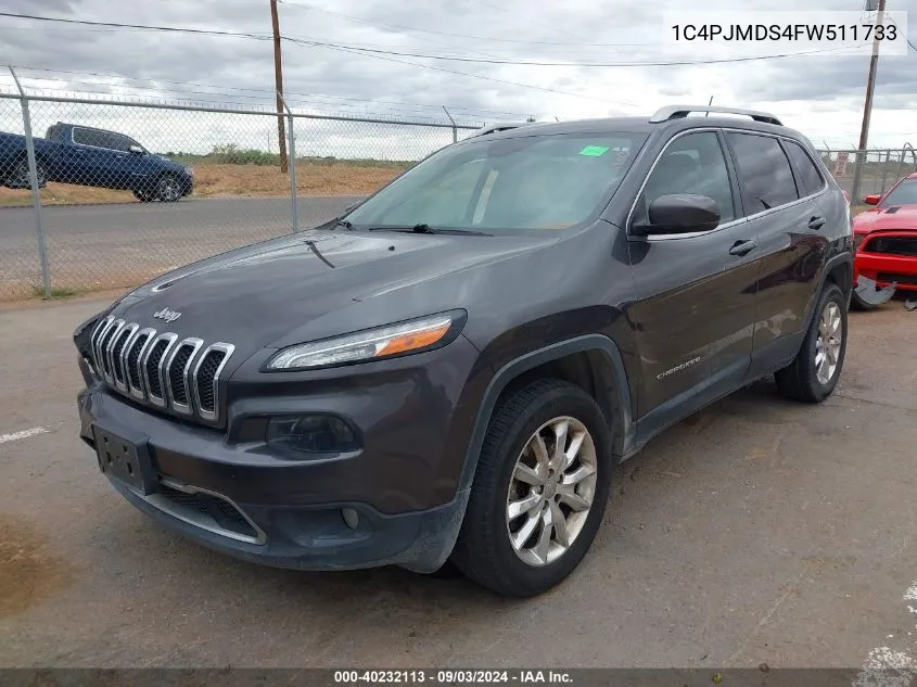 2015 Jeep Cherokee Limited VIN: 1C4PJMDS4FW511733 Lot: 40232113