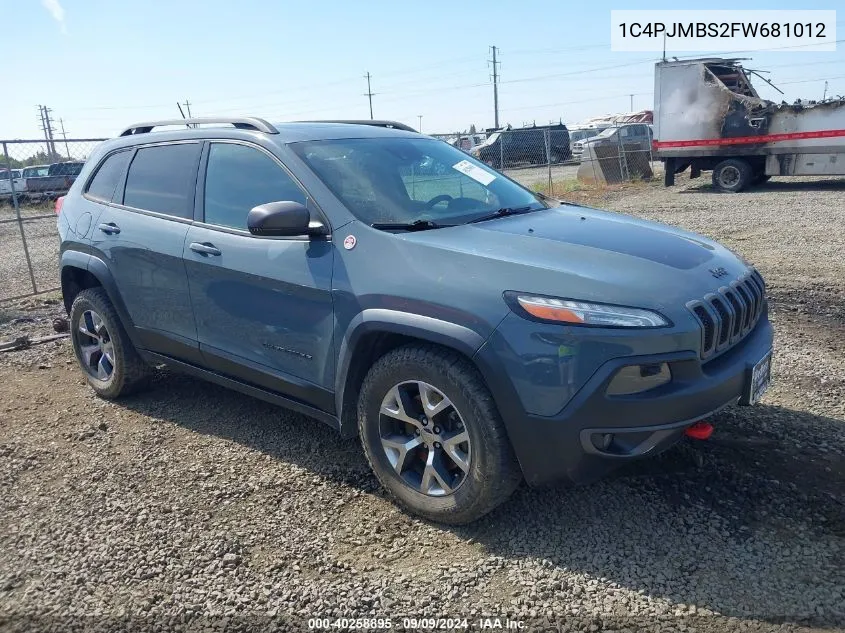 2015 Jeep Cherokee Trailhawk VIN: 1C4PJMBS2FW681012 Lot: 40258895