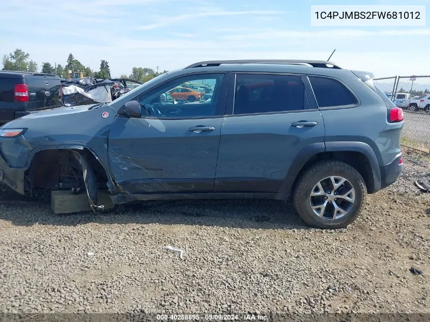 2015 Jeep Cherokee Trailhawk VIN: 1C4PJMBS2FW681012 Lot: 40258895