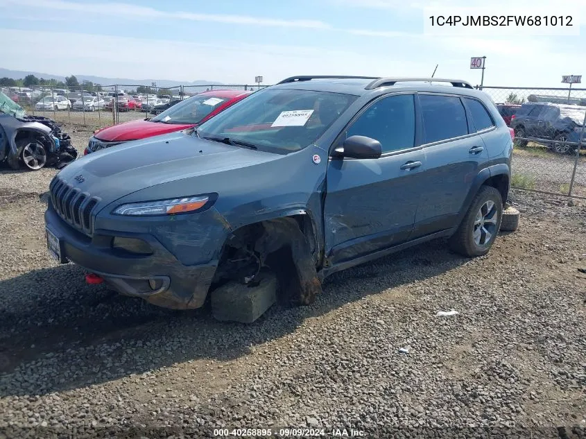 2015 Jeep Cherokee Trailhawk VIN: 1C4PJMBS2FW681012 Lot: 40258895