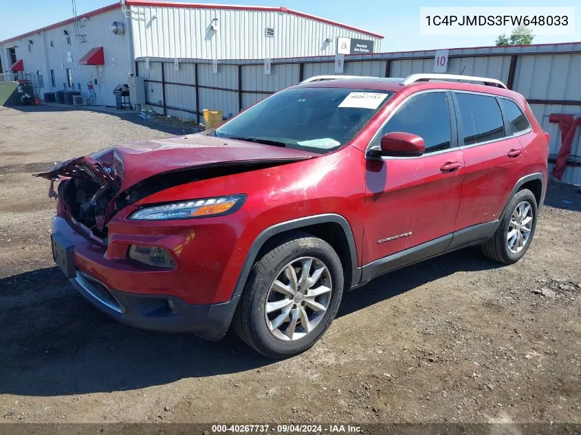 2015 Jeep Cherokee Limited VIN: 1C4PJMDS3FW648033 Lot: 40267737