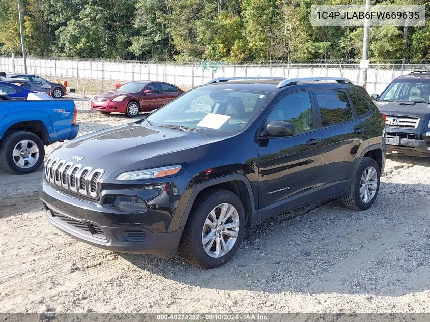 2015 Jeep Cherokee Sport VIN: 1C4PJLAB6FW669635 Lot: 40274252