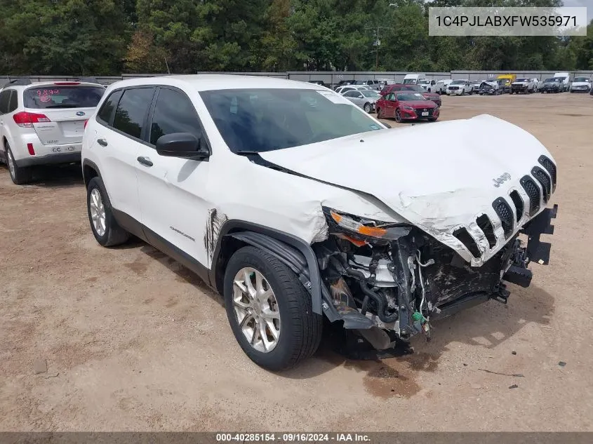 2015 Jeep Cherokee Sport VIN: 1C4PJLABXFW535971 Lot: 40285154