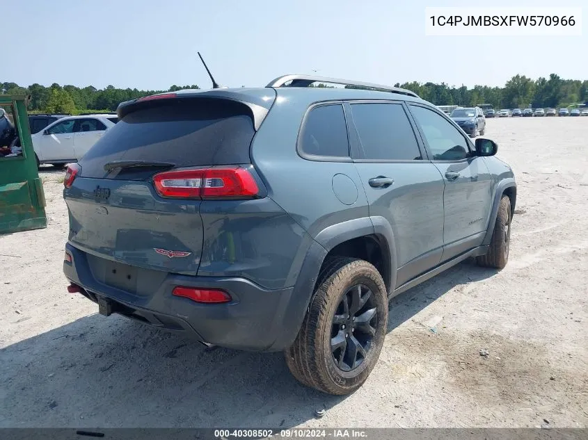 2015 Jeep Cherokee Trailhawk VIN: 1C4PJMBSXFW570966 Lot: 40308502