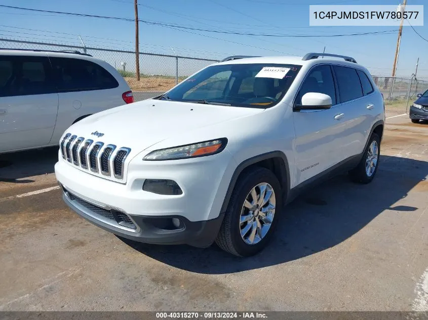 2015 Jeep Cherokee Limited VIN: 1C4PJMDS1FW780577 Lot: 40315270