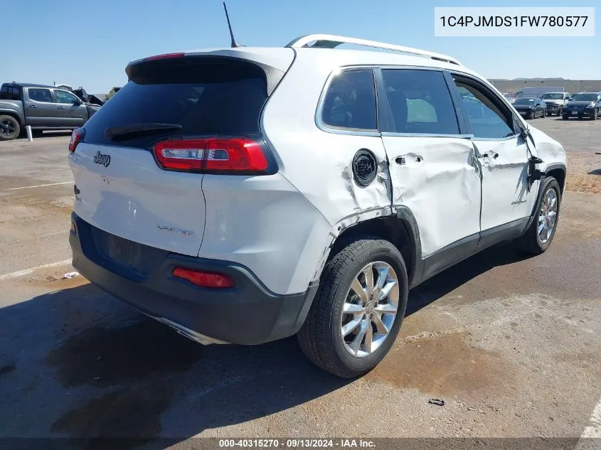 2015 Jeep Cherokee Limited VIN: 1C4PJMDS1FW780577 Lot: 40315270