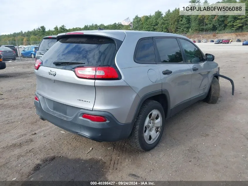 2015 Jeep Cherokee Sport VIN: 1C4PJLAB0FW506088 Lot: 40398427