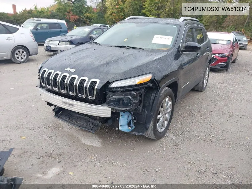 2015 Jeep Cherokee Limited VIN: 1C4PJMDSXFW651334 Lot: 40400676