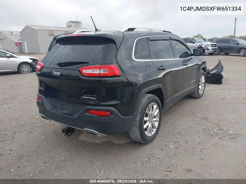 2015 Jeep Cherokee Limited VIN: 1C4PJMDSXFW651334 Lot: 40400676